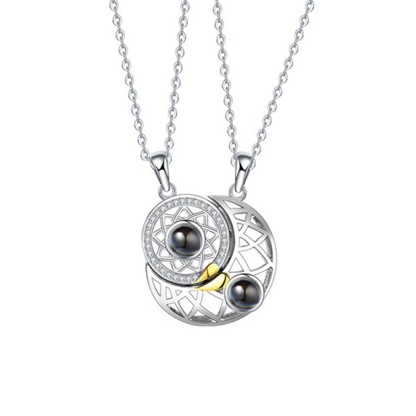 Sun Moon Shape Couple Personalized Necklaces